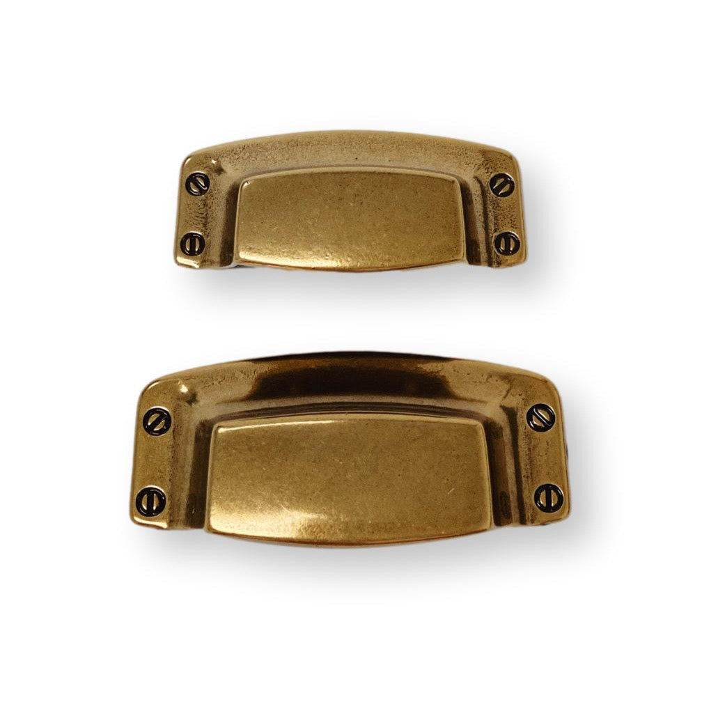 Drawer Cup Pull "Tuscany" in Antique Brass - Brass Cabinet Hardware