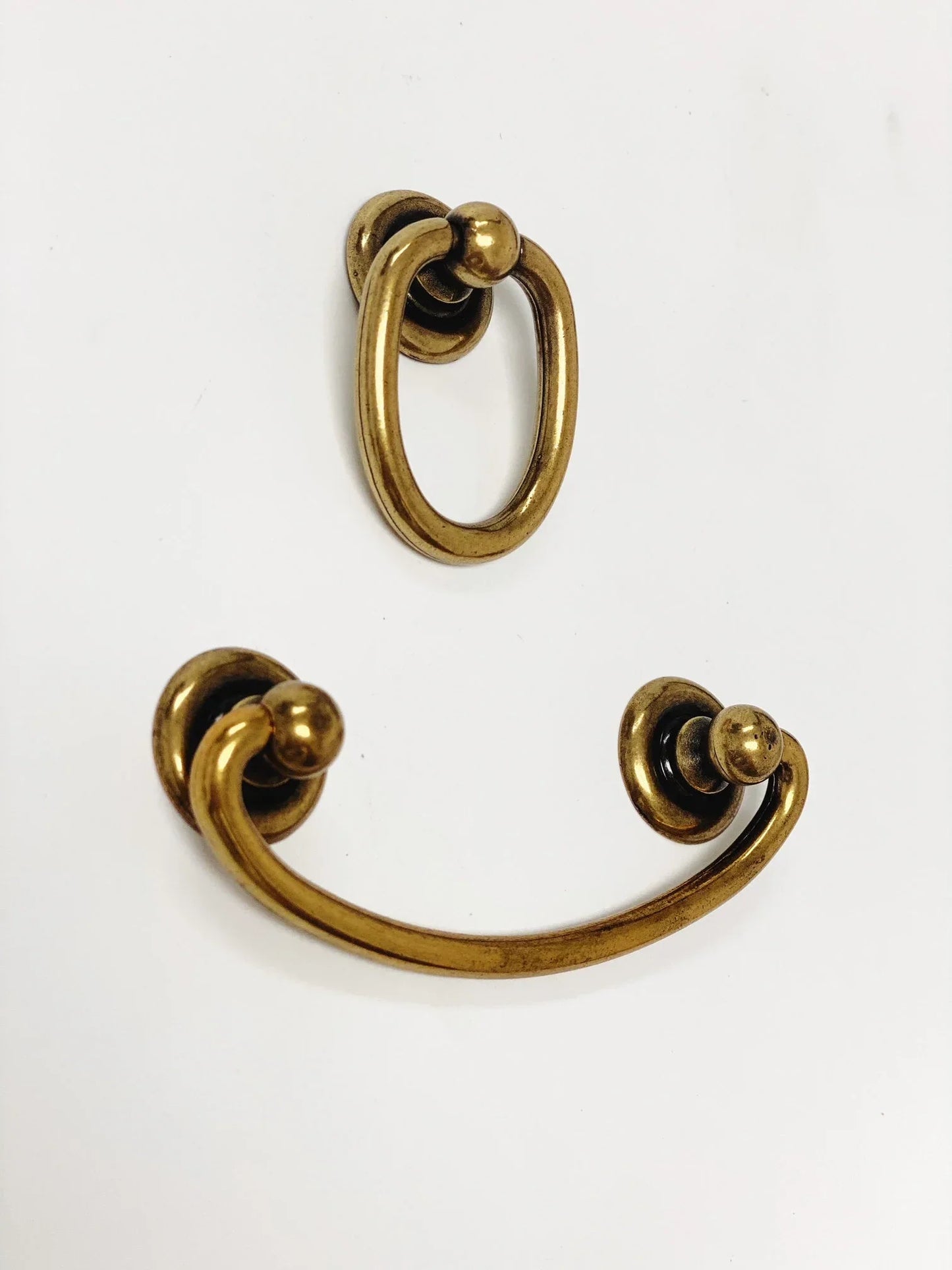 Brass Ring Pulls "Oval" Bail Drawer Pulls