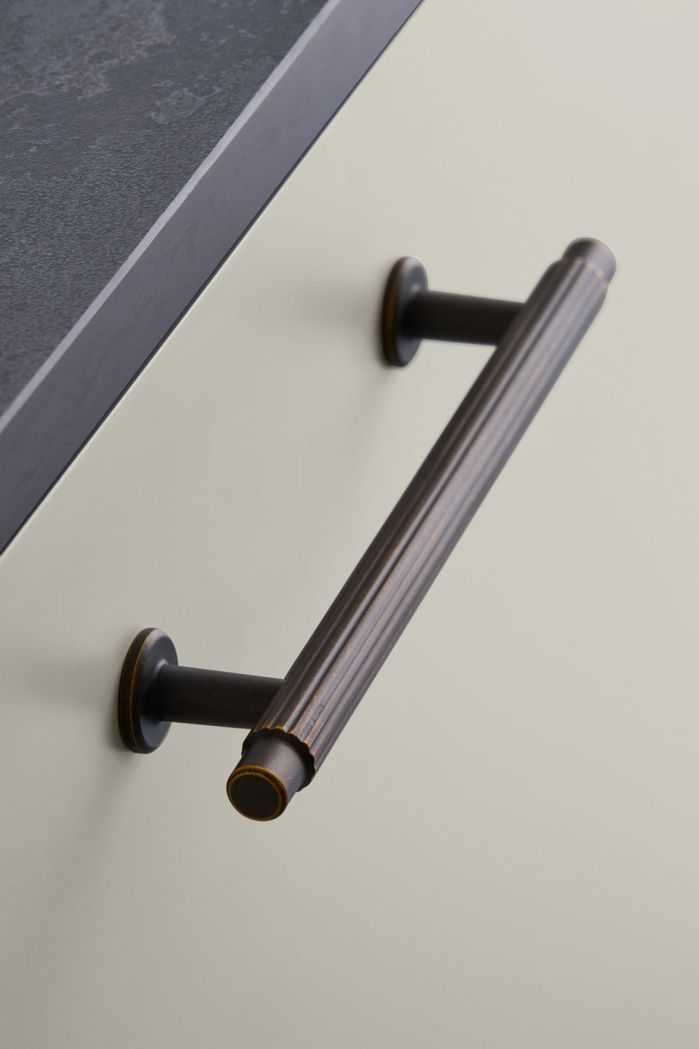 Dark Rubbed Bronze "Villa" Cabinet Knobs and Pulls | Fluted Cabinet Hardware