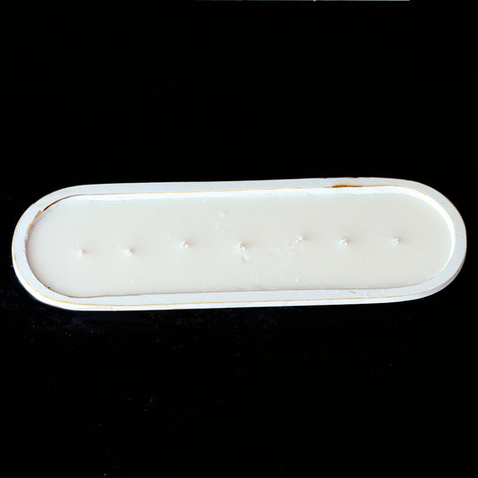 Vetiver & Sandalwood - 7 Wick White Wood Dough Bowl Soy Candle