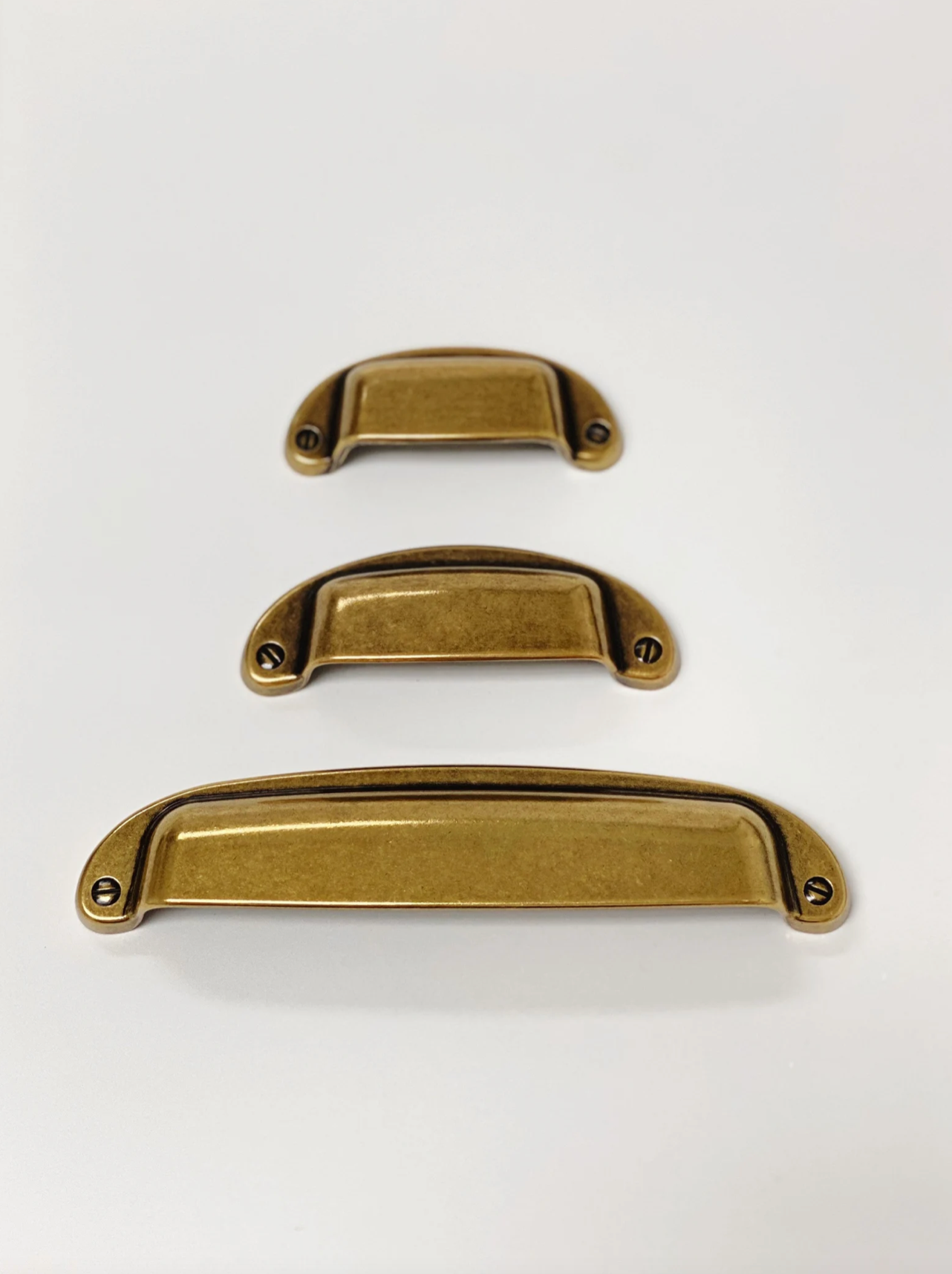 Drawer Cup Pull "Capri" in Antique Brass - Brass Cabinet Hardware