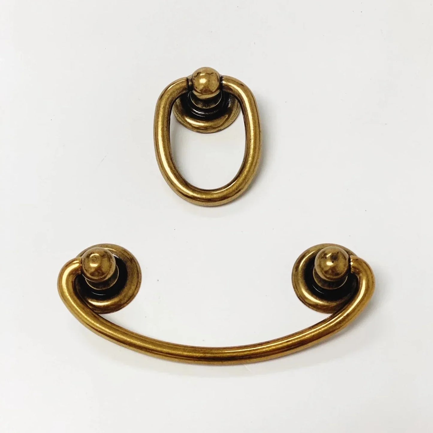 Brass Ring Pulls "Oval" Bail Drawer Pulls