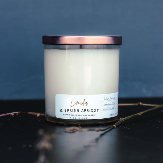 Lavender Spring Apricot - 9 oz Whiskey Glass Candle