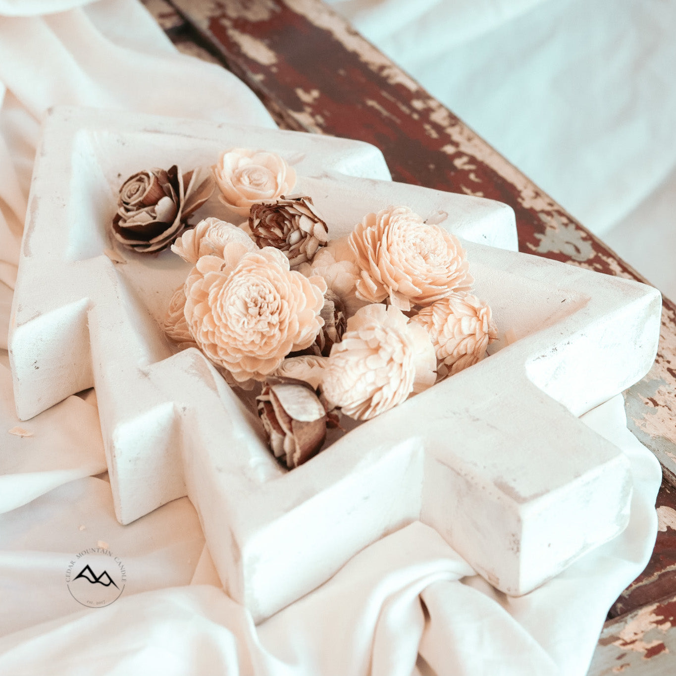 White Wood Tree Dough Bowl Candle - Choose Your Scent